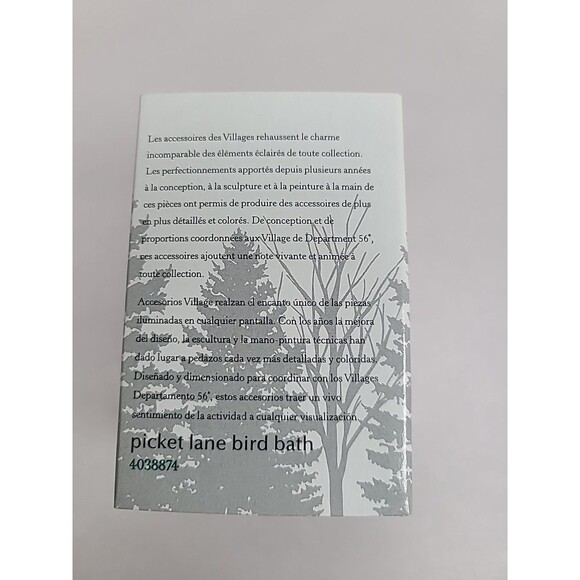 Dept 56 Picket Lane Bird Bath Village Accessory #4038874 - Picture 2 of 5